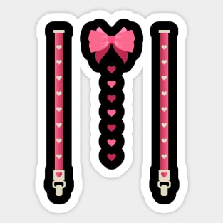 Hearts Bow Tie Suspenders Valentines Day Costume Sticker